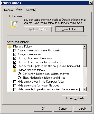 Windows Vista Default View In Folders