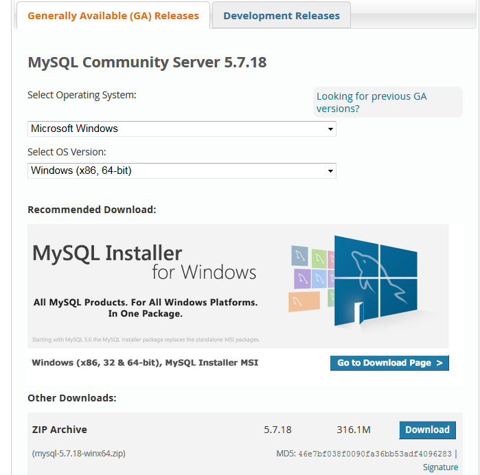 MySQL для Windows 