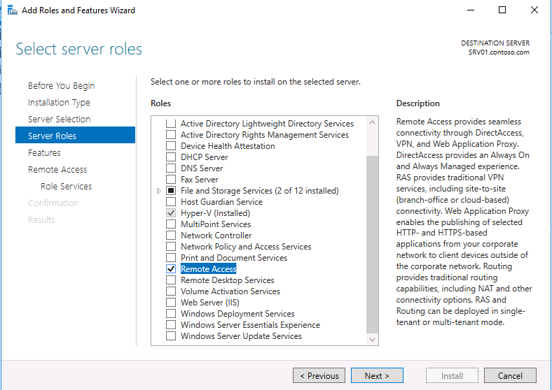 Remote Access - vpn role