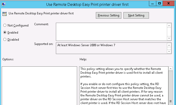 Use Remote Desktop Easy Print driver first