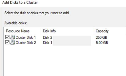 добавить диски в кластер