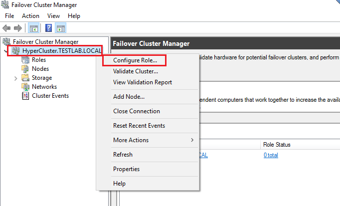 Failover Cluster Manager - Configure Role