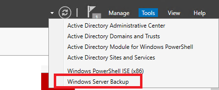 Запуск Windows Server Backup