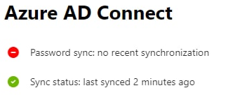 ошибка Azure AD Connect Password sync: no recent synchronization 