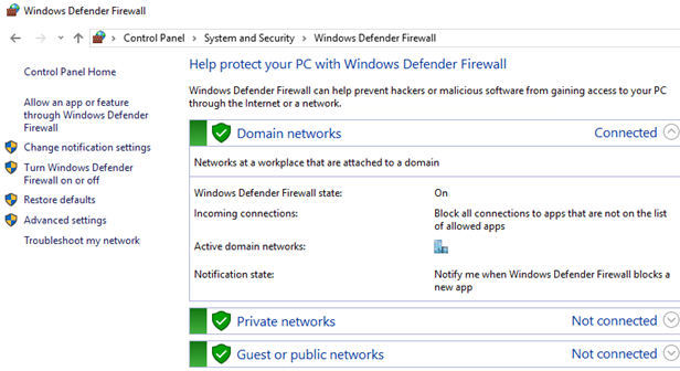 настройка брандмауэра Windows Defenfder Firewall 