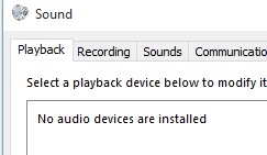 Не установлены аудиоустройства на RDS
