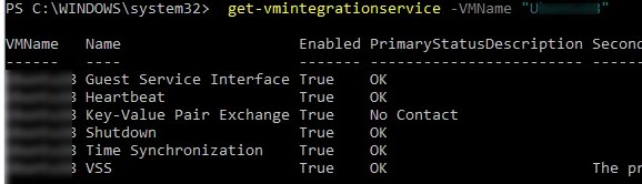 Get-VMIntegrationService службы в виртуальной машине linux на hyperv