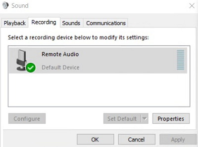 устройство remote audio в RDP сессии windows