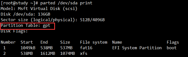 fdisk проверить тип таблицы разделов в linux: gpt или mbr