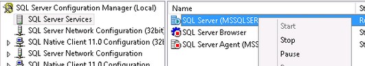 Остановить службы sql server