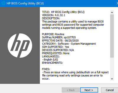 утилита HP BIOS Configuration Utility 