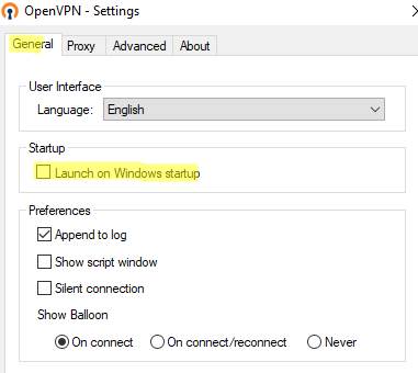 openvpn клиент отключить автозапуск в windows