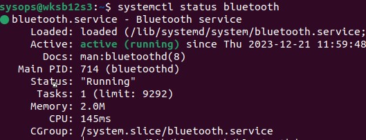 Проверить статус службы bluetooth systemctl в Linux