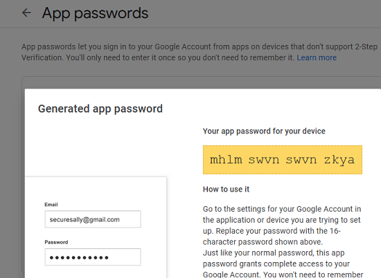 создать app passsword для отправки почты через gmail