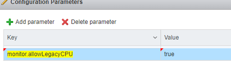 добавить параметр monitor.allowLegacyCPU 
