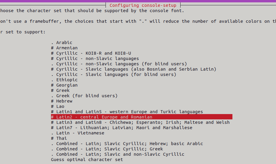 добавить поддержку набора символов в linux