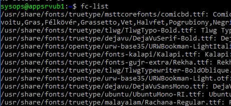fc-list вывести список установленных шрифтов в linux