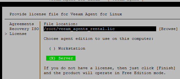лицения для veeam агента в linux