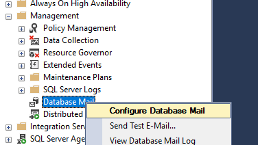 Configure Database Mail в Microsoft SQL Server Management Studio 