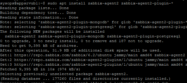 установить apt install zabbix-agent2 в linux