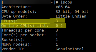 lscpu - информация о процессорах и ядрах в консоли linux