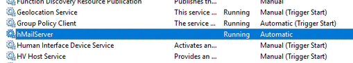 служба hmailserver в Windows