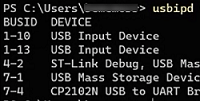usbipd - вывести список подключенных USB устройств