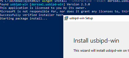 Установить dorssel.usbipd-win в Windows 10