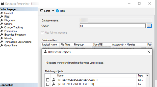 владелец базы данных MS SQL Server