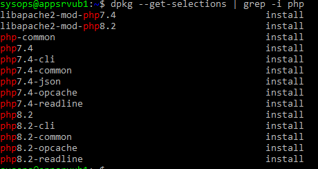 список всех установленных версий PHP