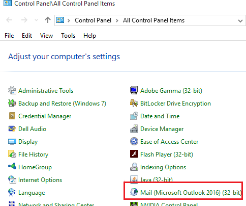 Пересоздать почтовый профиль Outlook в Windows