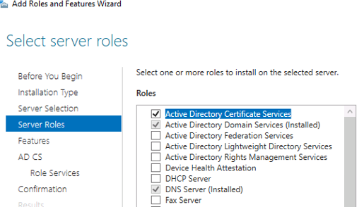 Установка Active Directory Certification Authority 