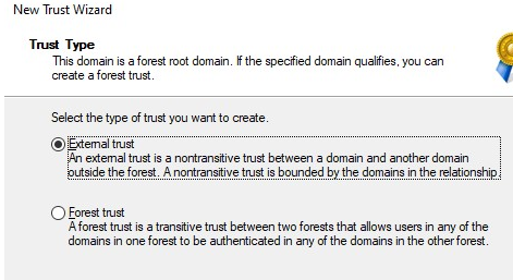 Тип доверительных отношений между доменами - прямое и транзитивное 