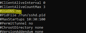 Отключить проверку DNS при ssh подключении