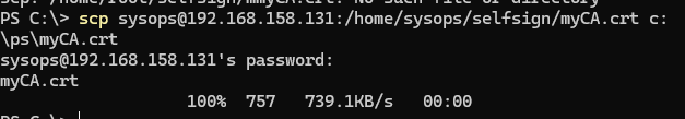 scp - скопировать файл сертификата с Linux на Windows