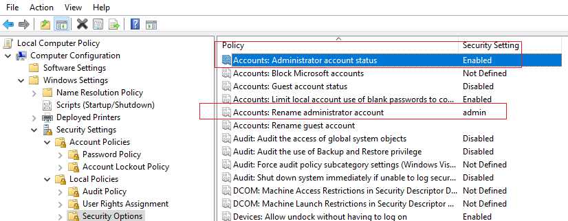 Локальная GPO - переименовать администратора