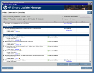 hp smart update manager on hyper-v core server