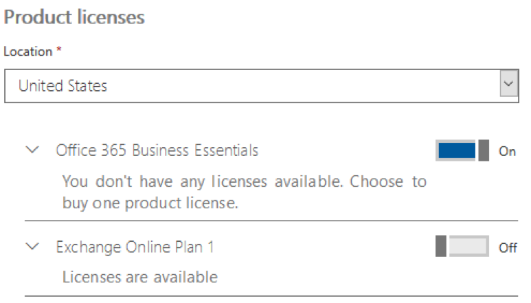 назначить лицензию пользователю office 365 business essentials