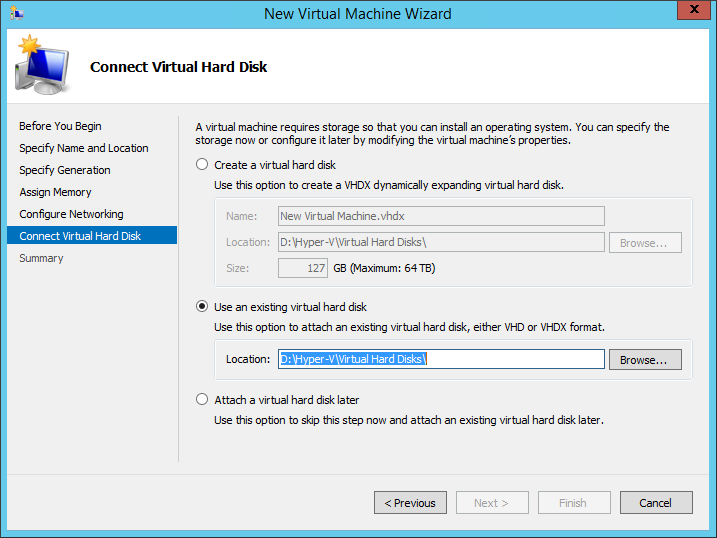 Use an existing virtual hard disk