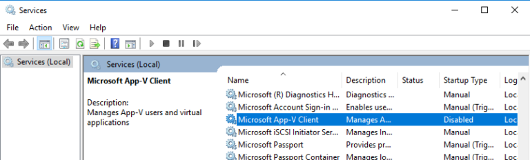 служба Microsoft App-V Client 