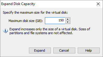 укажите на сколько Гб нужно увеличить виртуальный диск в VMware Workstation