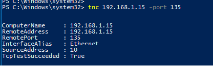 проверка доступности RPC порта Test-NetConnection 